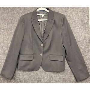 J. Crew Women's Black Schoolboy 2 Button Blazer Jacket Size 16 100% Wool